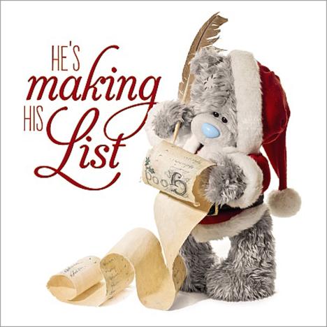 3D Holographic Santas List Me to You Bear Christmas Card £2.99